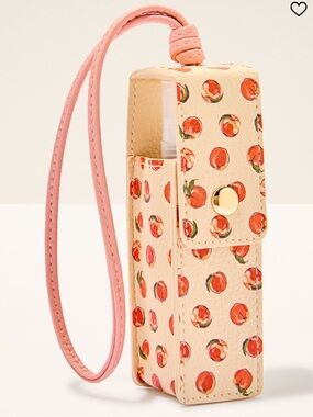Vera Bradley Peach Print Lipstick Holder with Pink Strap